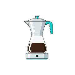 Elegant moka pot illustration displaying simplicity in coffee brewing technique