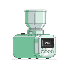 Digital domestic oil press machine illustration displaying temperature settings and minimalist
