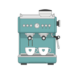 Elegant turquoise espresso machine crafting love infused coffee for moments of happiness