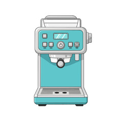 Stylized vintage espresso machine in teal and white, coffee preparation appliance  elegant aesthetic