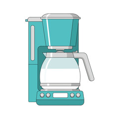 Stylish teal coffee maker illustration showcasing modern kitchen appliance design