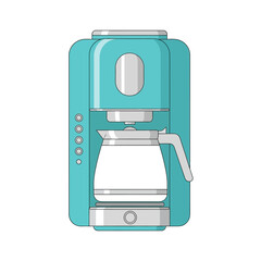 Stylized turquoise drip coffee maker illustration offering a retro vibe and kitchen flair