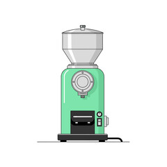 Retro mint green coffee grinder illustration against a clean white background aesthetic