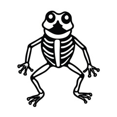 A funny, cute green frog cartoon character happily waving on an isolated white background