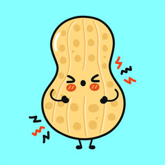 Peanut cartoon character feeling pain or stress
