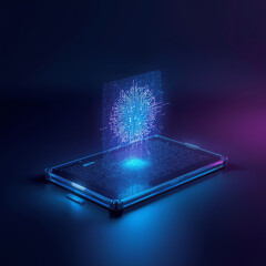 Artificial Intelligence Hologram Rising from Smartphone Technology