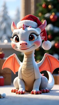 Snowbound Wonder: The Baby Dragon&rsquo;s Christmas Decor | Decorated Christmas Dragon Closed up | Christmas festive photoghrapy | Dargon Christmas Scene | Christmas holiday wishes dragon