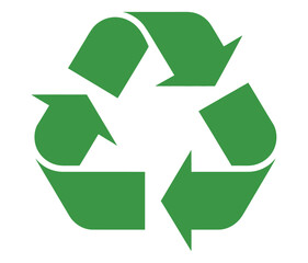 Obraz premium Green recycle icon vector illustration with three rotating arrows forming recycling symbol, eco-friendly sustainability emblem, waste management, reduce reuse recycle concept, and environmental 