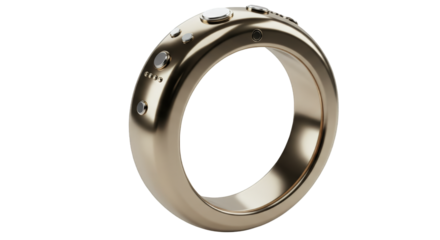 Gold ring with diamonds, luxury jewelry, Isolated on transparent background