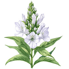 Obedient Plant Flower, watercolor painting vector, isolated on a white background.