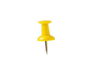 Yellow Plastic Push Pin Thumbtack Office Supply Isolated PNG or JPEG Background