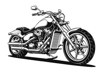 Obraz premium Vintage custom chopper motorcycle side view detailed illustration for transportation