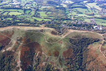 Aerial view of the Malvern Hills, England	