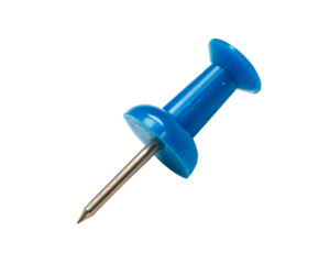 Blue Plastic Push Pin Office Thumbtack Isolated PNG or JPEG Background