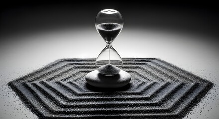 Hourglass Flowing Sand with Geometric Shape of Grains for Time Management Concept