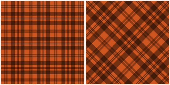 Autumn Orange and Brown Plaid Patterns Collection