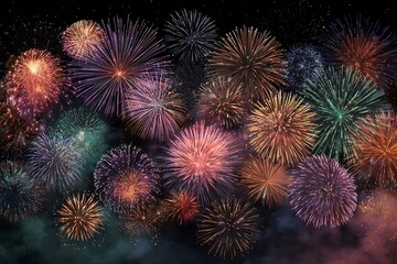 Colorful fireworks light up the night sky during a festival celebration in a city park within a residential area