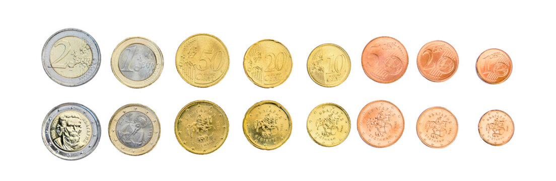 New Bulgarian euro coins, isolated on white