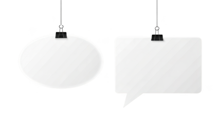 Hanging notes with clips isolated on transparent background