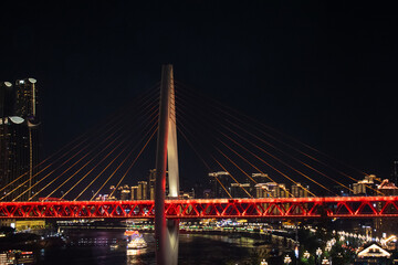 Chongqing Qiansimen Bridge in China at Night