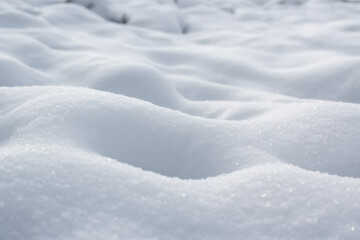 Beautiful sunny bright snow texture winter season copy space background. Selective focus used. 