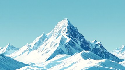 Majestic Snowy Mountain Peak in Breathtaking Winter Landscape