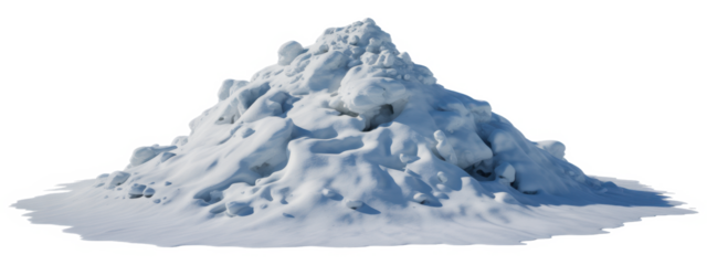 White snowy field with hills and smooth snow surface isolated on white background. 
