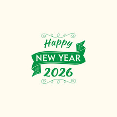 Happy New Year 2026 Metallic typo