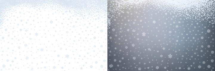 Snow. Falling snowflakes on transparent background. Snowfall effect. Snowstorm. Design element. 
