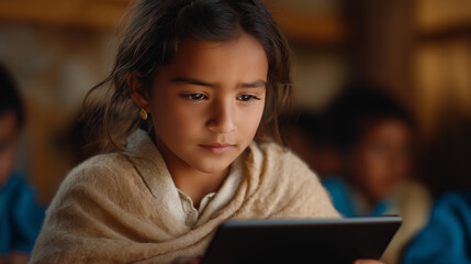 Cross-border remote classrooms where students from different countries solve problems together through interactive AR tools — multicultural learning, digital education exchange, and global youth