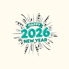 Happy New Year 2026 Festive Typography
