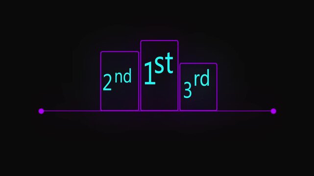 Winner podium with 1st, 2nd, and 3rd place icon animation. Podium 1st 2nd 3rd stage animation on white background 4k .
