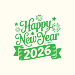 Fototapeta premium Happy New Year 2026 Classic Calligraphy
