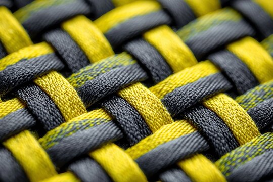 Kevlar Protective Weave Macro Detail Black Yellow Threads Textile Pattern Background