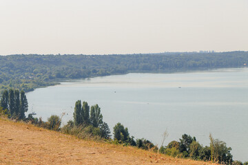 Balatonakarattya, Hungary. Panoramic view of Balatonakarattya on a sunny summer day with turquoise Lake Balaton.