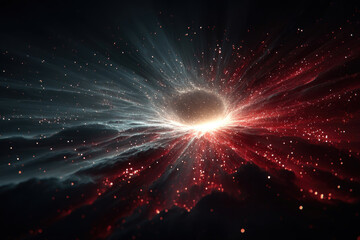 Obraz premium A vibrant cosmic abstraction depicting a powerful energy explosion or the formation of a cosmic vortex. 