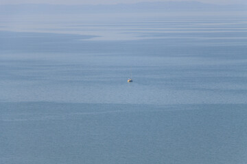 Balatonakarattya, Hungary. Panoramic view of Balatonakarattya on a sunny summer day with turquoise Lake Balaton.