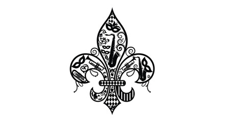 Elegant fleur de lis design with intricate details and a classic black and white aesthetic © RaufinIslam