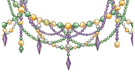 Colorful mardi gras beads isolated on a white background festive celebration © RaufinIslam