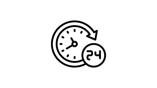 24 hours support animation icon