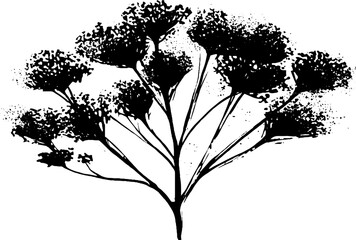 Obraz premium Black and white rugged floral stencil illustration for urban art design