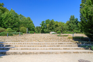 BALATONFURED, HUNGARY. Promenade of Balatonfured town at coast of Balaton lake, which is famous resort area of Hungary.