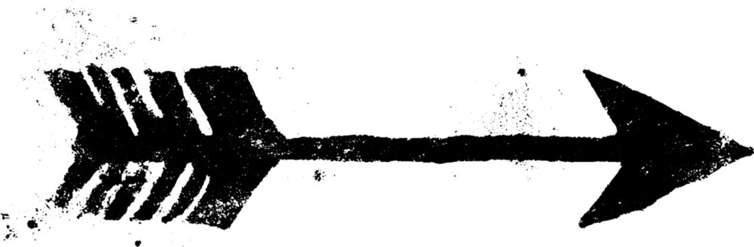 Black and white stencil art of symbolic arrow for creative design and decoration