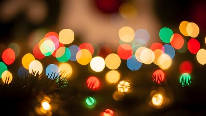 Colorful lights shine bright on a festive decoration during the winter holiday season