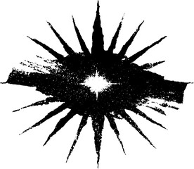 Black and white abstract starburst stencil illustration for urban art design