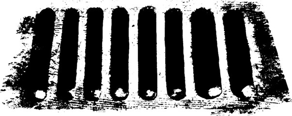 Black and white grunge stencil art of angled soap saver