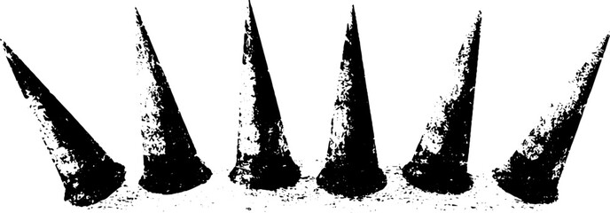 Black and white stencil art of angled spike bars - urban graffiti design