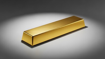 A single, polished gold bar resting under a spotlight on a dark, reflective surface, evoking wealth and luxury