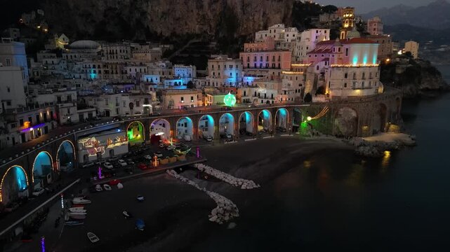 atrani, amalfi coast, christmas light, italy