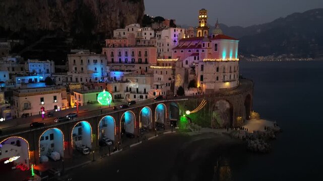 atrani, amalfi coast, christmas light, italy